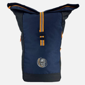 Rolltop Rucksack dunkelblau, wasserabweisend von BEADBAGS mit Reflektoren