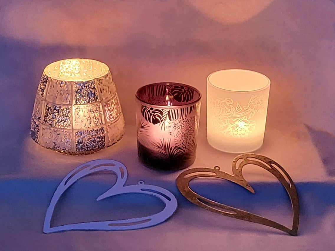Links Windlicht Teelichtglas opulent gold- silber 