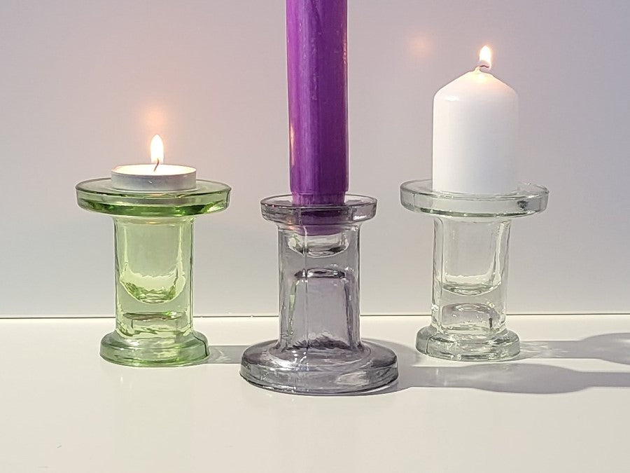 Teelichthalter Glas in 3 Farben