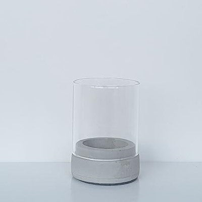 Windlichter - Beton Fuß mit Glas Zylinder 